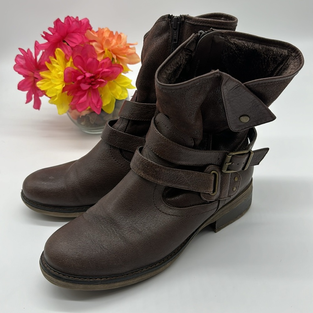 Baretraps Hailie Chocolate Brown Leather Winter Boots Fleece Lining Size 9.5